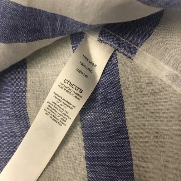 Chico’s Striped Blouse 100% Linen Size S - Picture 6 of 11